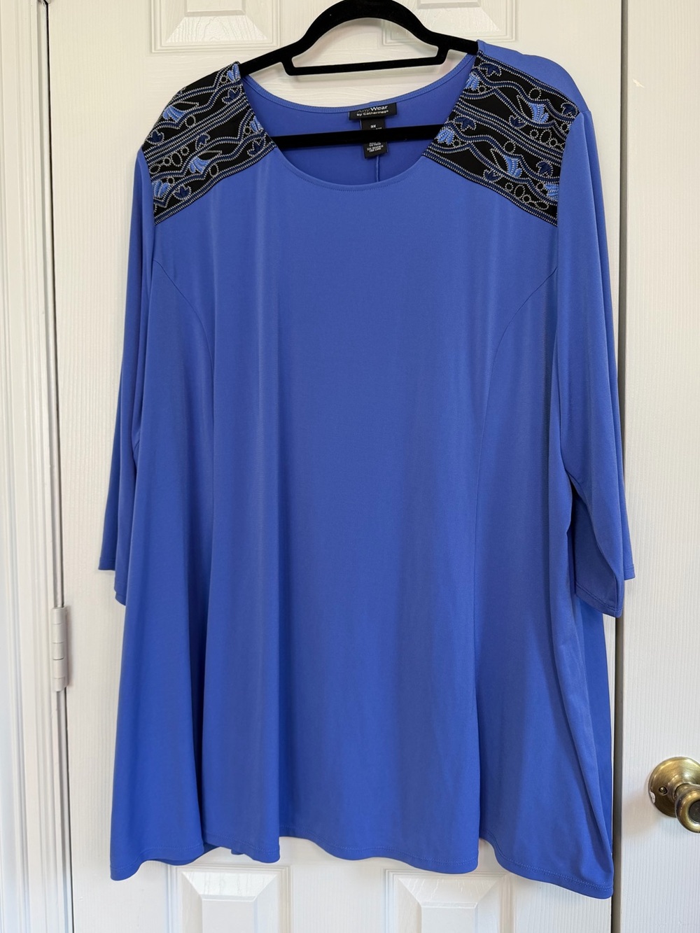 AnyWear by Catherines 3X 26/28W Blue Embellished Tunic Top Plus Size
